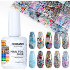 Burano nail foil glue gel bottle front view with packaging