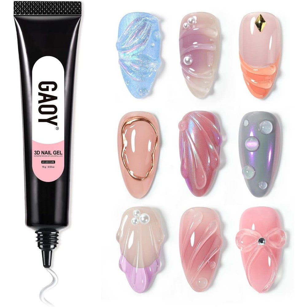 GAOY 3D nail gel in a soft tube for clear sculpting and carving nail art designs