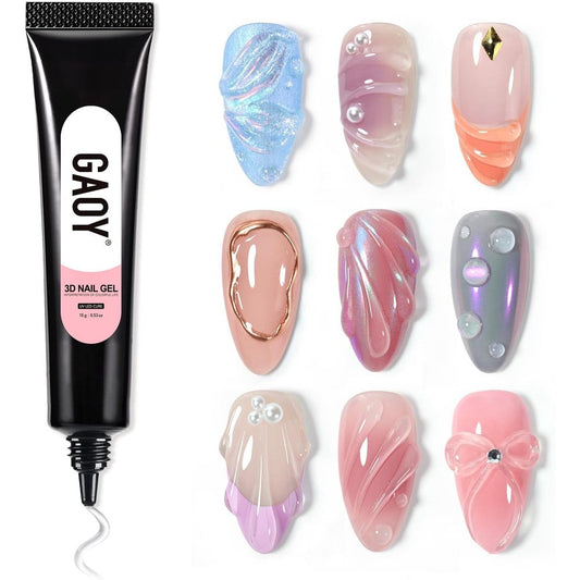 GAOY 3D nail gel in a soft tube for clear sculpting and carving nail art designs
