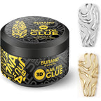 Burano 3D nail foil glue gel jar front view with professional packaging.