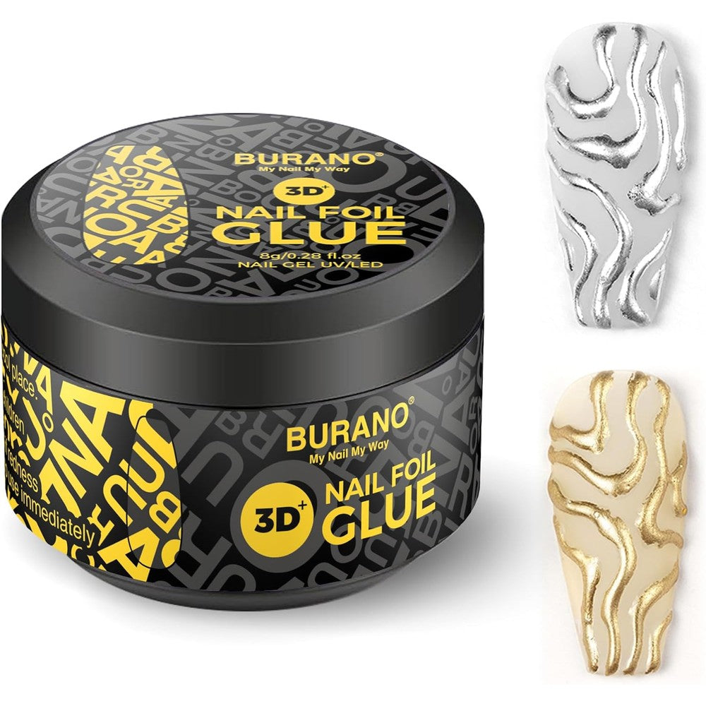Burano 3D Nail Foil Glue Gel 8g bottle front view