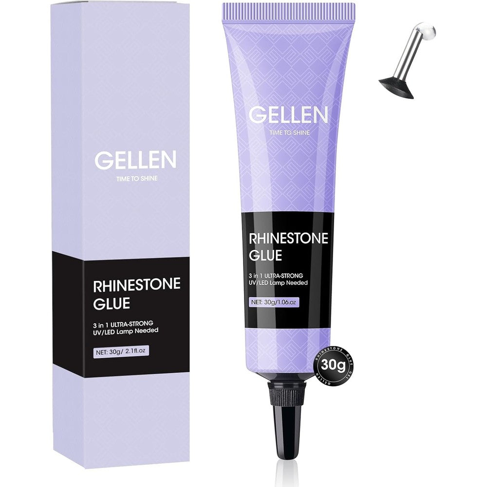 Gellen 30g Rhinestone Glue tube front view for nail art