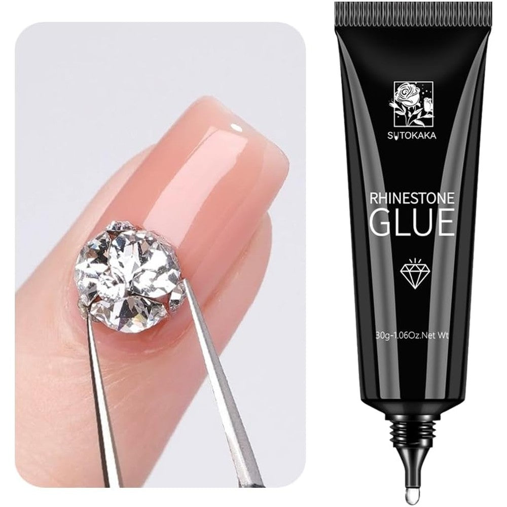 Shenrongtong Rhinestone Glue for Nails front view black tube