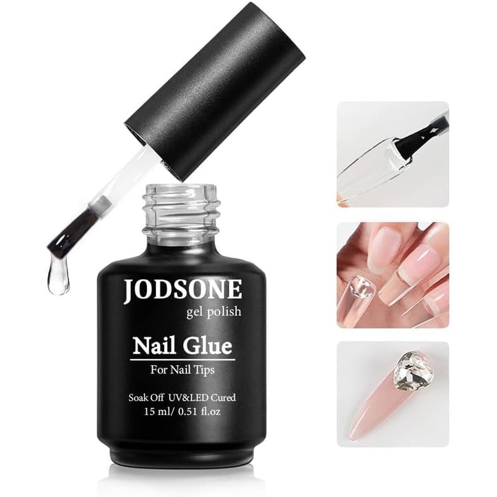 Jodsone 4-in-1 Nail Glue Gel 15ml bottle front view for professional manicure