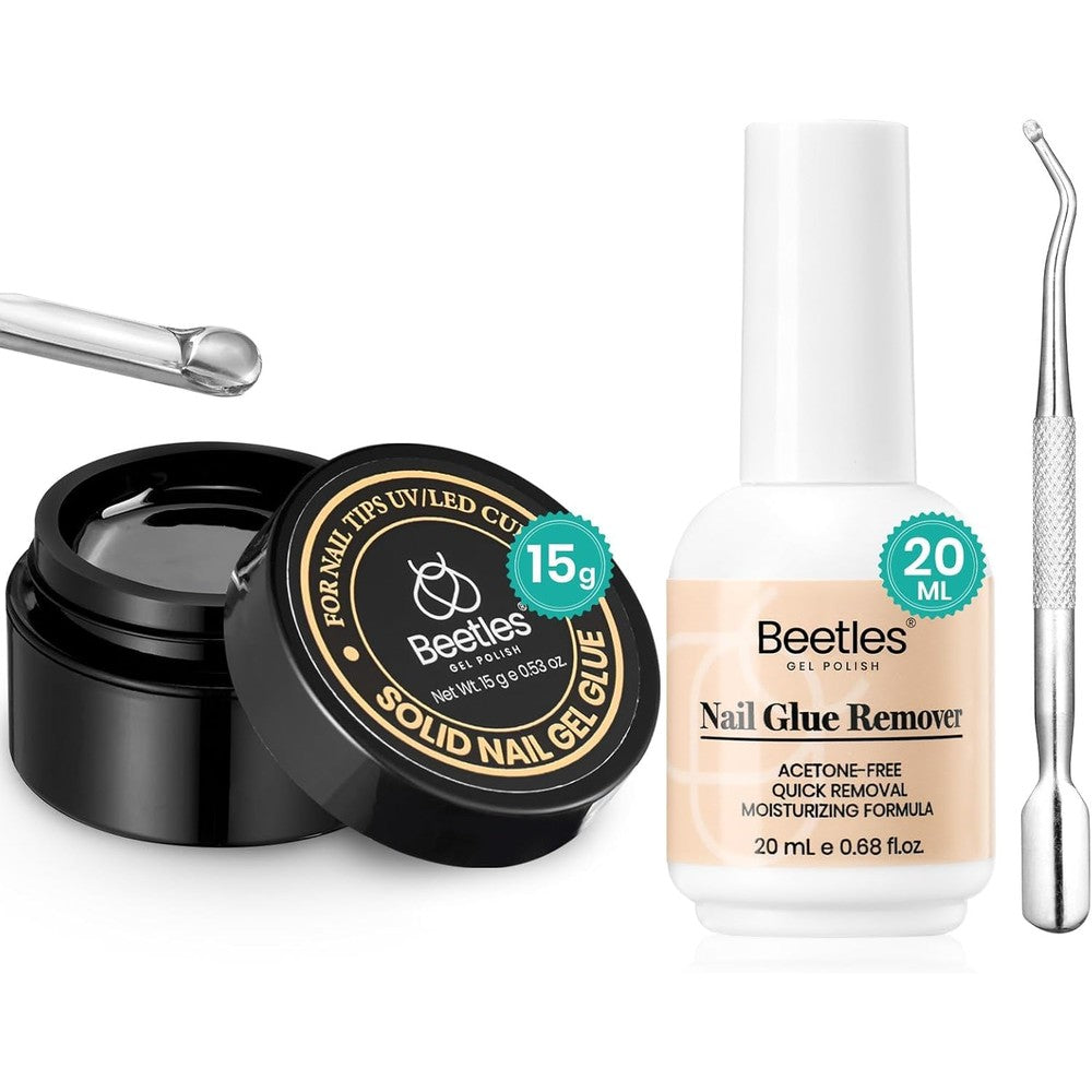 Beetles solid nail glue gel and remover set front view