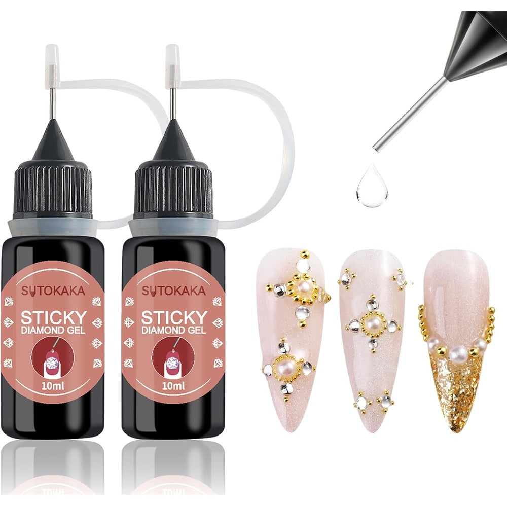 Sutokaka nail rhinestone glue gel bottles front view for nail art