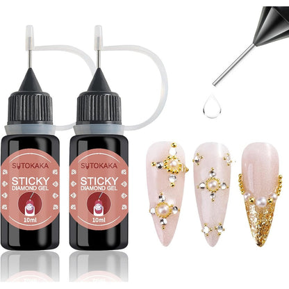 Sutokaka nail rhinestone glue gel bottles front view for nail art
