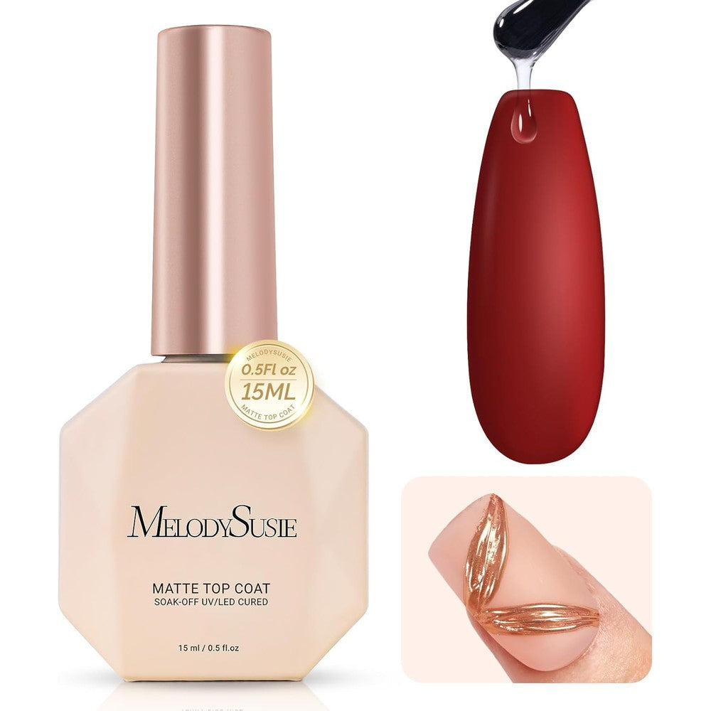 MelodySusie Matte Gel Top Coat 15ml bottle front view