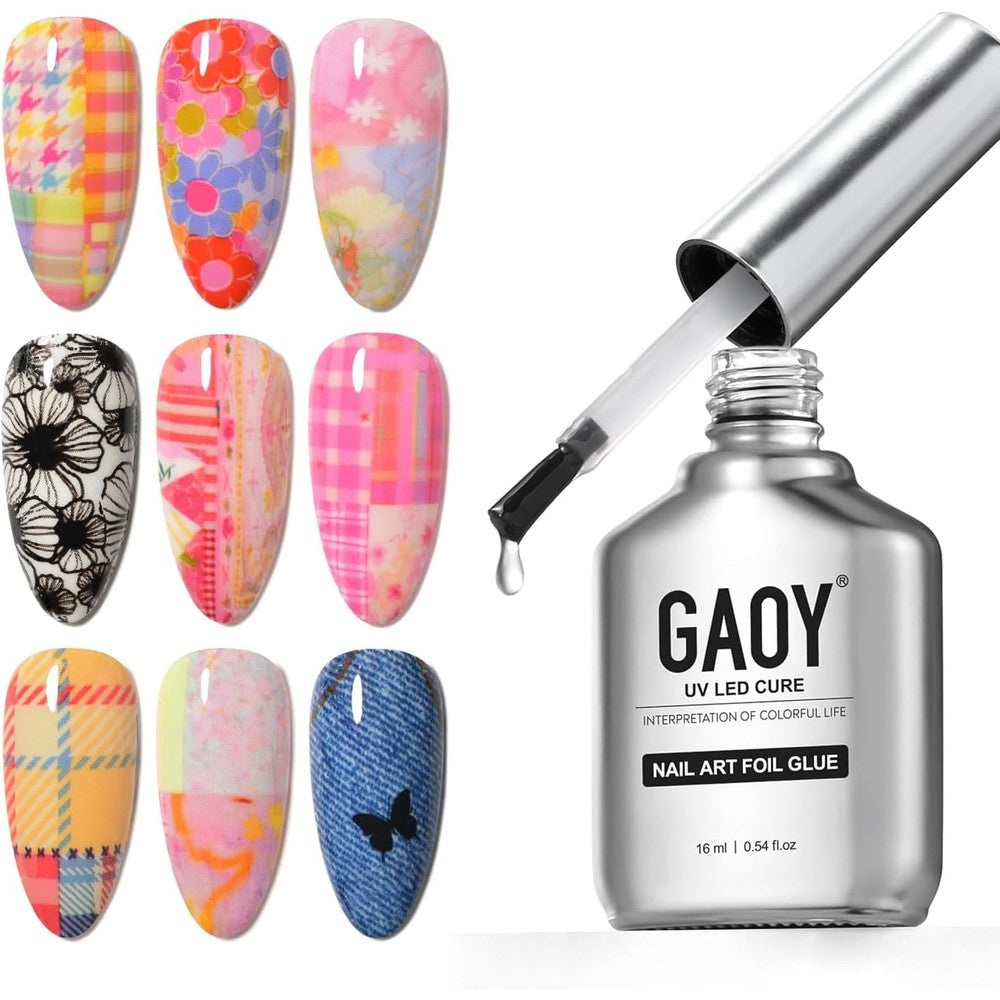 GAOY nail foil glue bottle with brush for transfer nail art and salon use