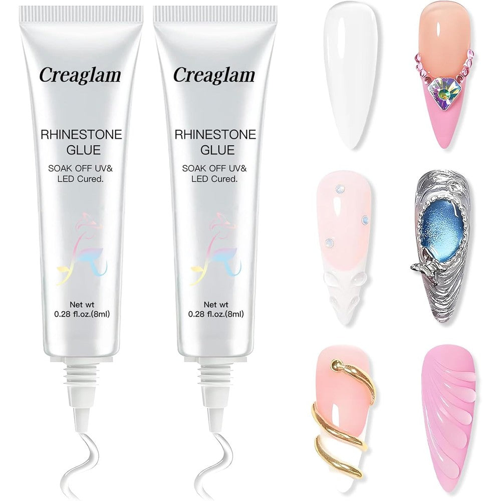 Creaglam rhinestone glue for nails 2 pack front view
