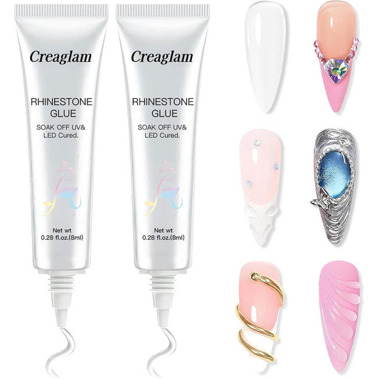 Creaglam rhinestone glue for nails 2 pack front view