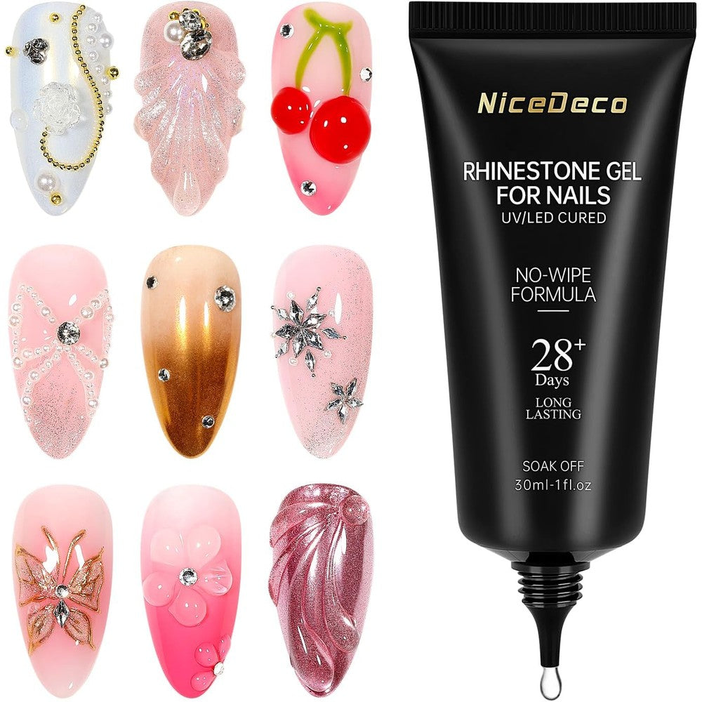 Nicedeco No Wipe Rhinestone Glue for Nails 30ml front view