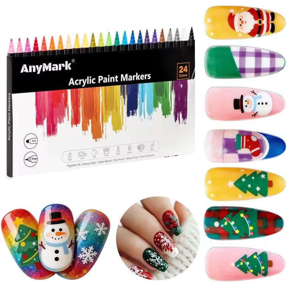 AnyMark 24 Colors Nail Art Pens Set front view of the packaging