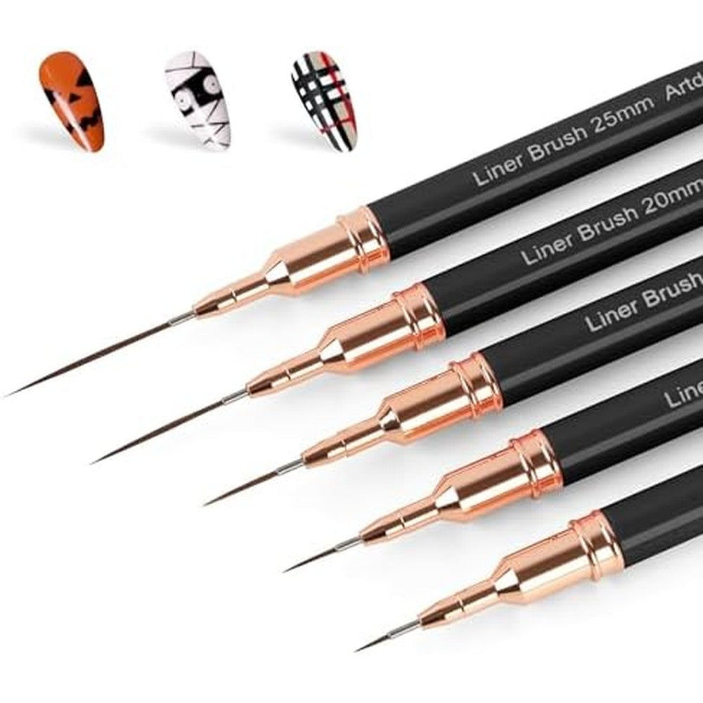 Artdone metallic nail art liner brushes set 5 pieces front view
