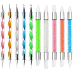 HomTop 5 piece dual tipped silicone nail art pens and dotting tools set front view