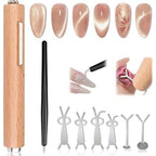 FOWSRHRG 3 in 1 Cat Eye Nail Magnet Tool Set with wooden handle