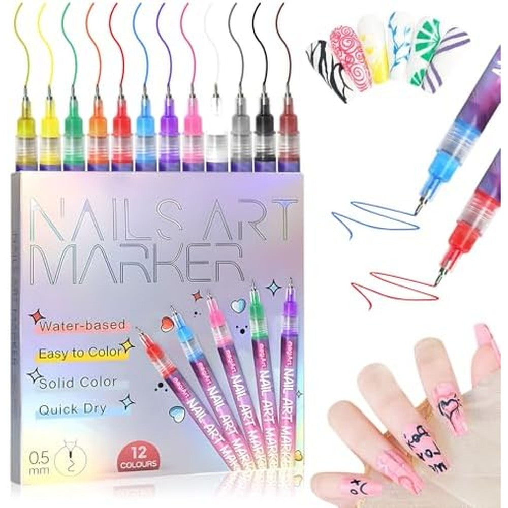 Mrryiio 12 Colors Nail Art Pens Set front view packaging