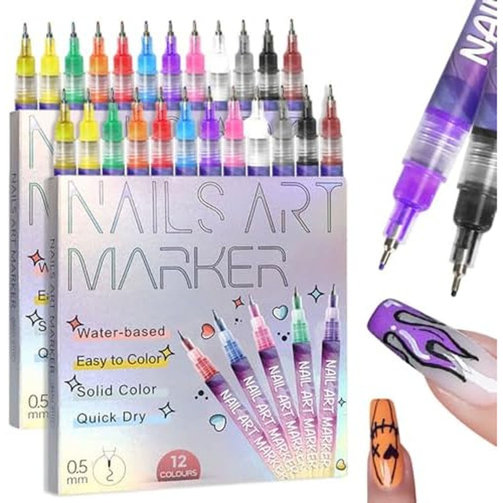 Generic 12 colors nail art pens set front view