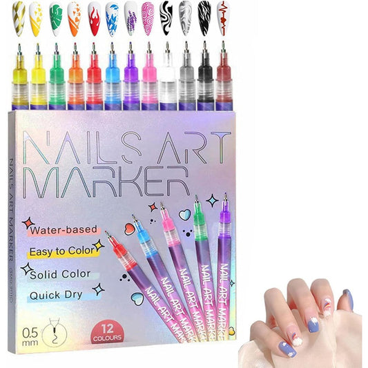 Luhaka 12 Colors Nail Art Marker Pens Set front view