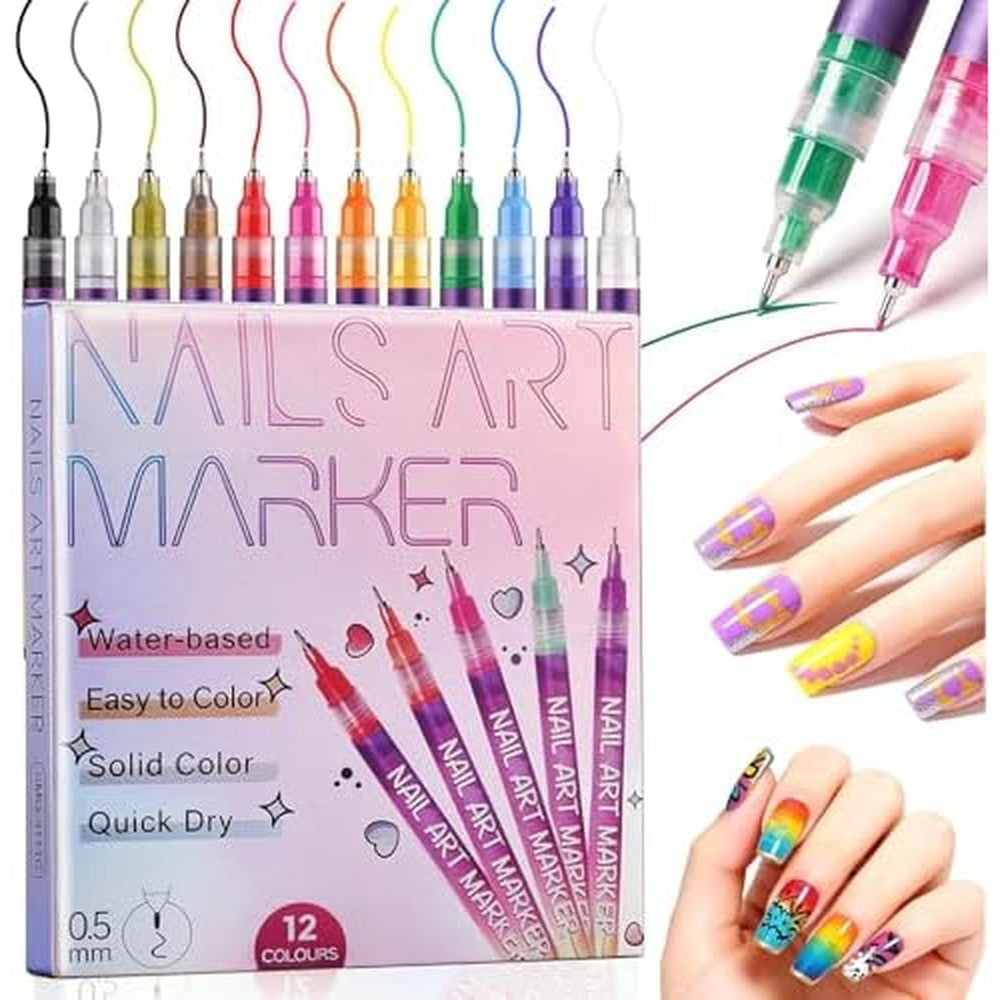 Goolan 12 Colors Nail Art Pens Set front packaging view