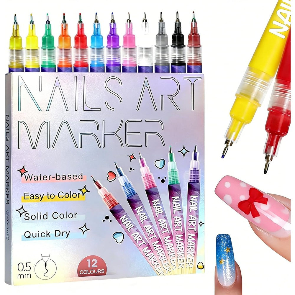 Muzamox nail art pens set 12 colors front view