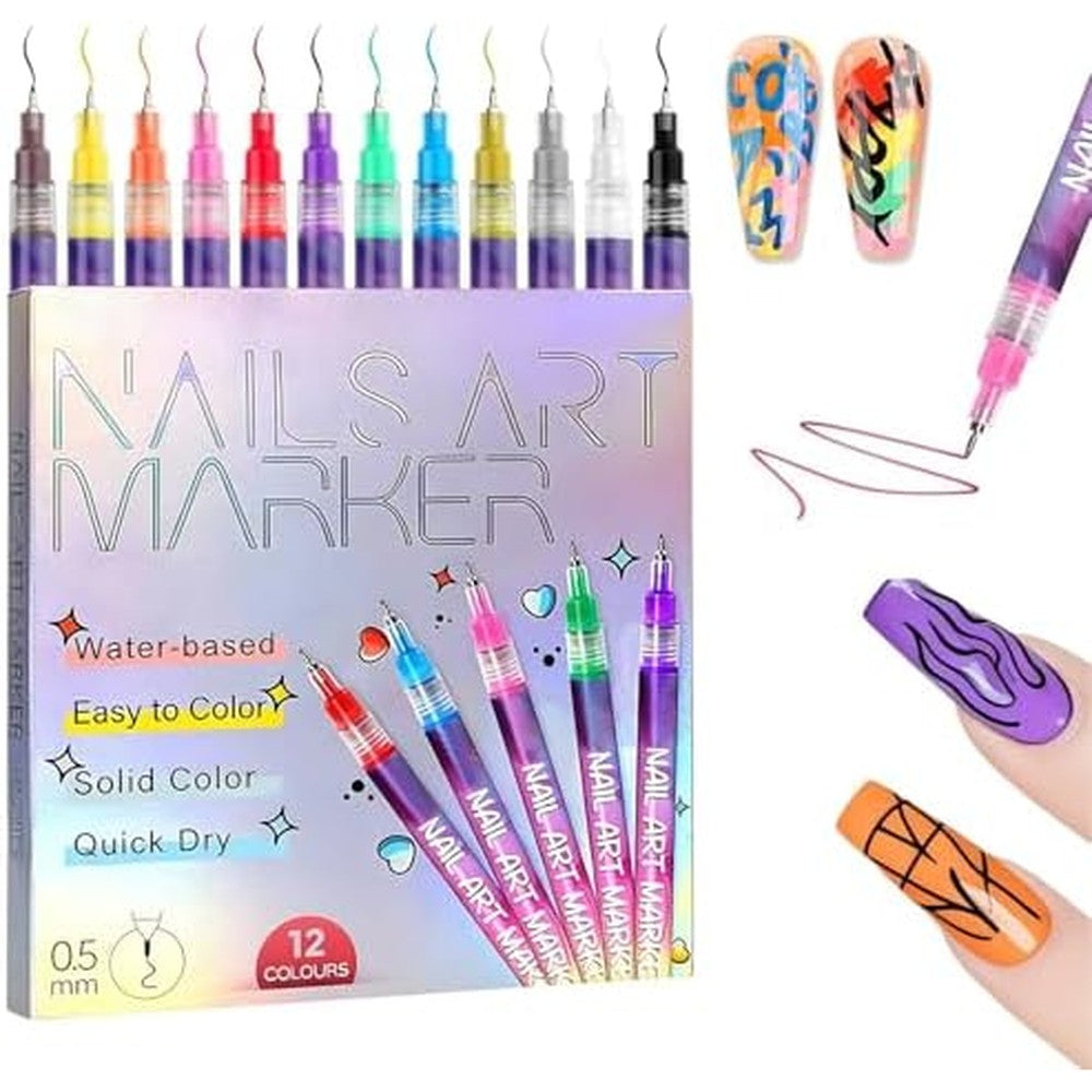 Generic 12 colors nail art pens marker set