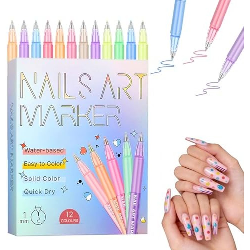Zacueeocy 12 colors nail art pens set front view packaging
