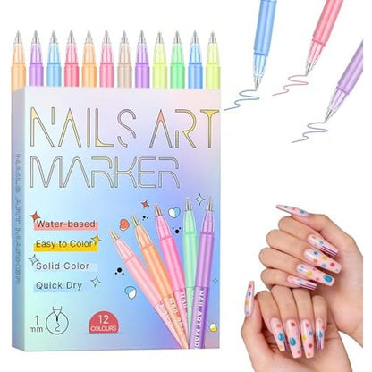 Zacueeocy 12 colors nail art pens set front view packaging