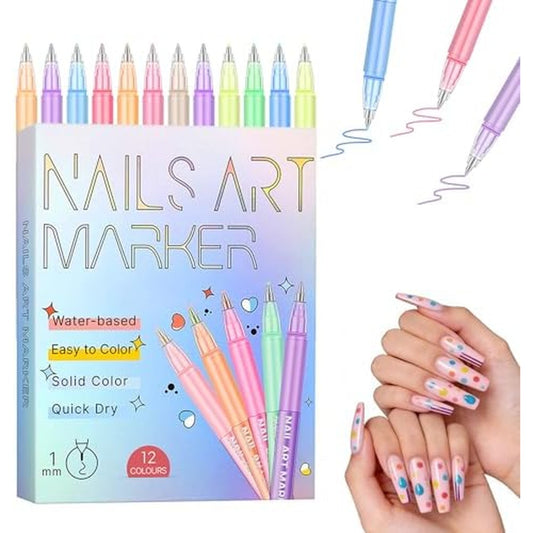 Zacueeocy 12 colors nail art pens set front view packaging