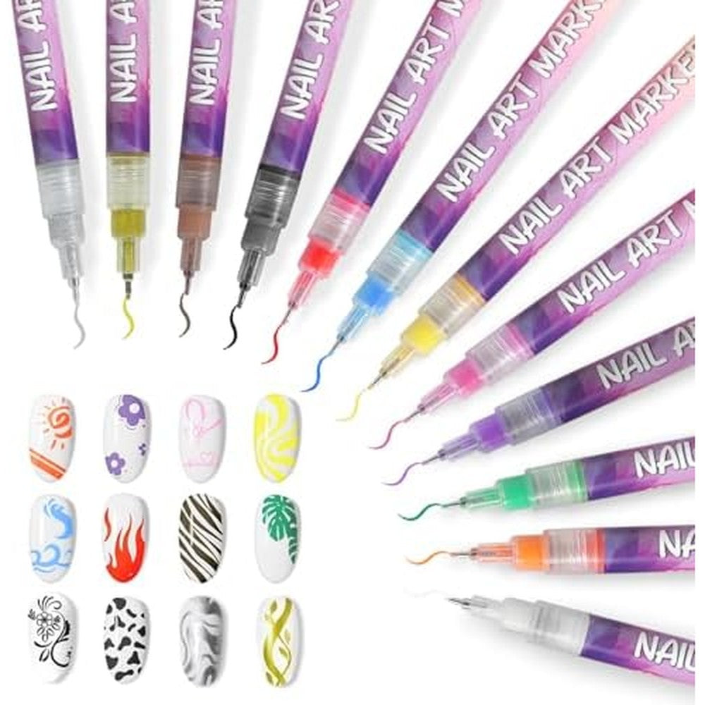 Nogcaw 12 color nail art pens set front view