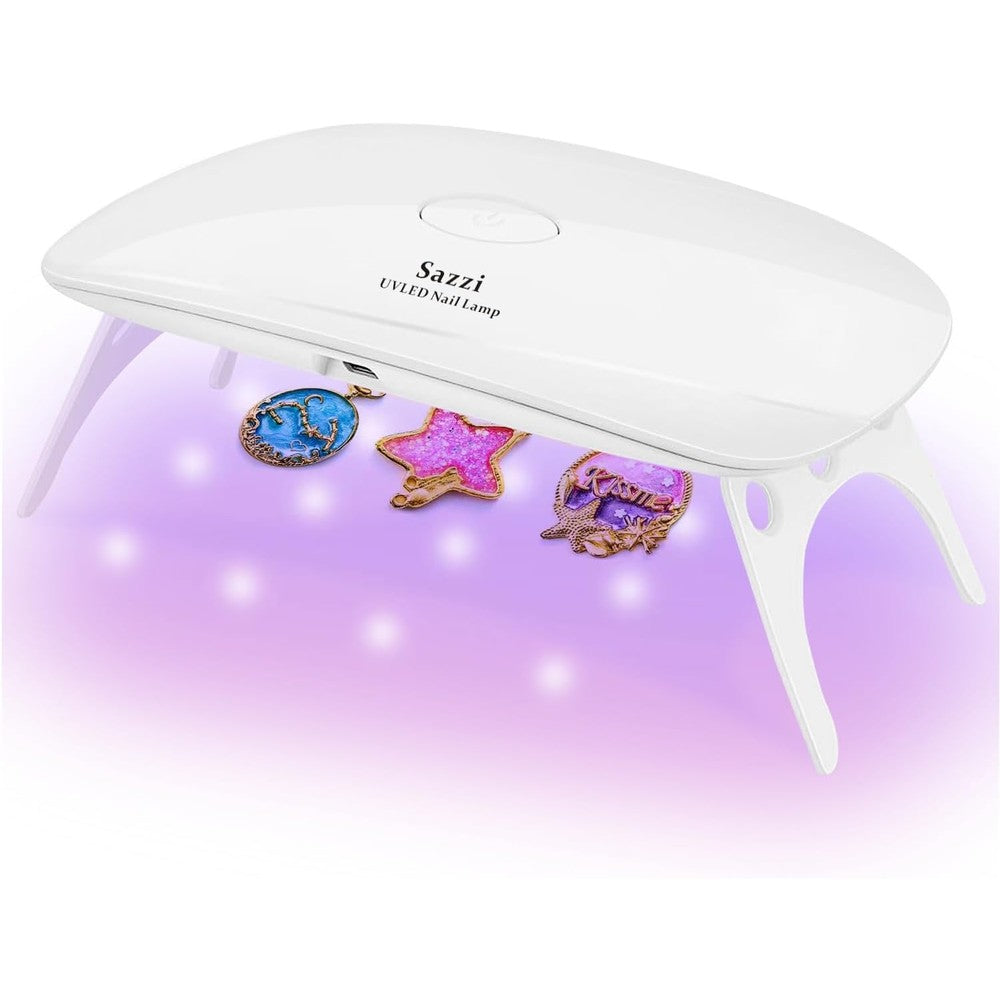 Sazzi 24W UV LED nail lamp front view showing sleek portable design