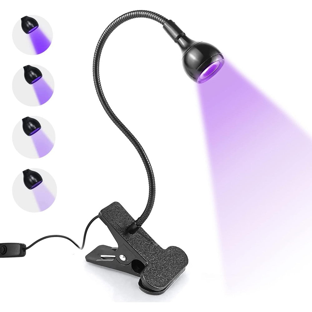 Bucice 3W UV LED nail lamp with flexible gooseneck and clamp front view