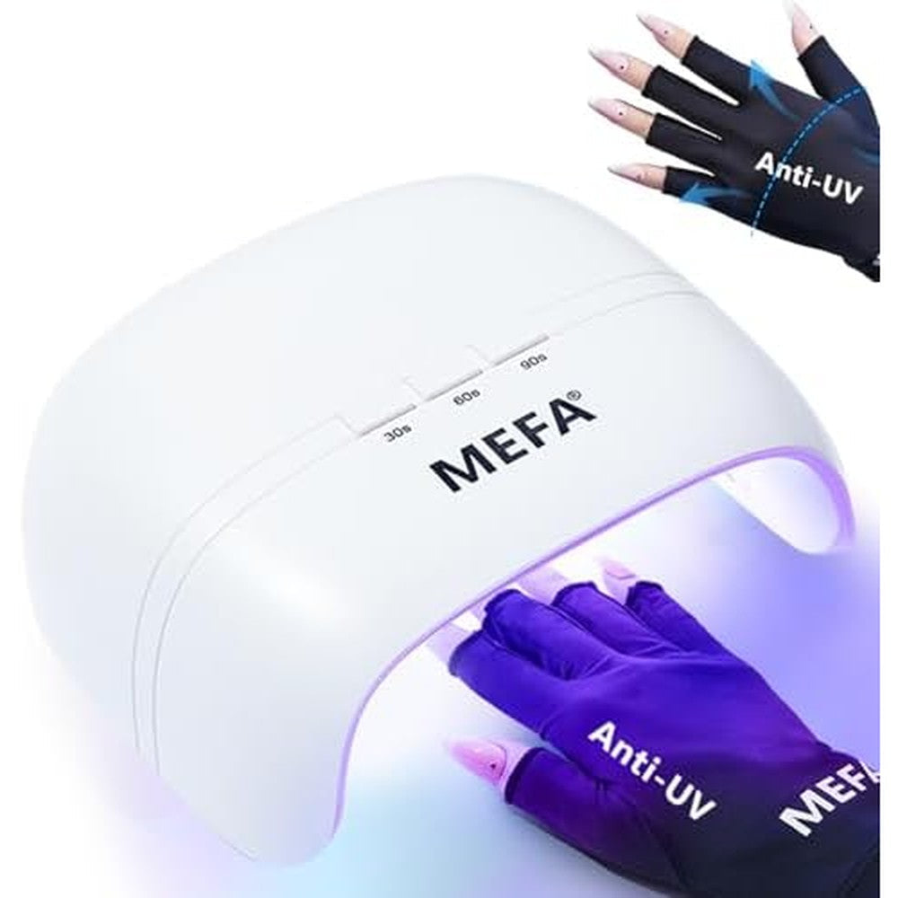 Mefa UV nail lamp with protective gloves front view
