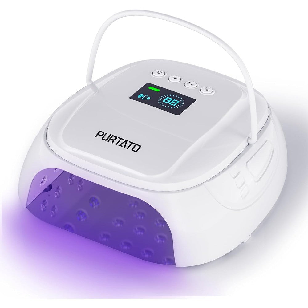 Purtato 126W Cordless Rechargeable UV LED Nail Lamp front view for gel nails