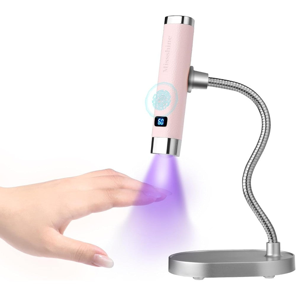 Missshine handheld cordless UV nail lamp in pink front view