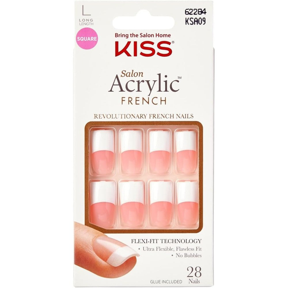 Kiss Salon Acrylic French Kit Team Player Long 2 Pack front view
