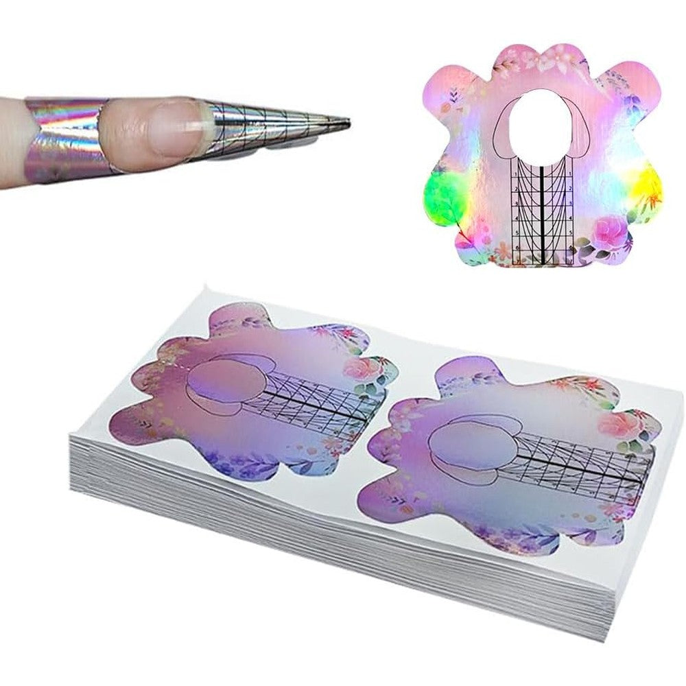 BeautyLeader 100 Pieces Laser Pink Nail Extension Forms front view