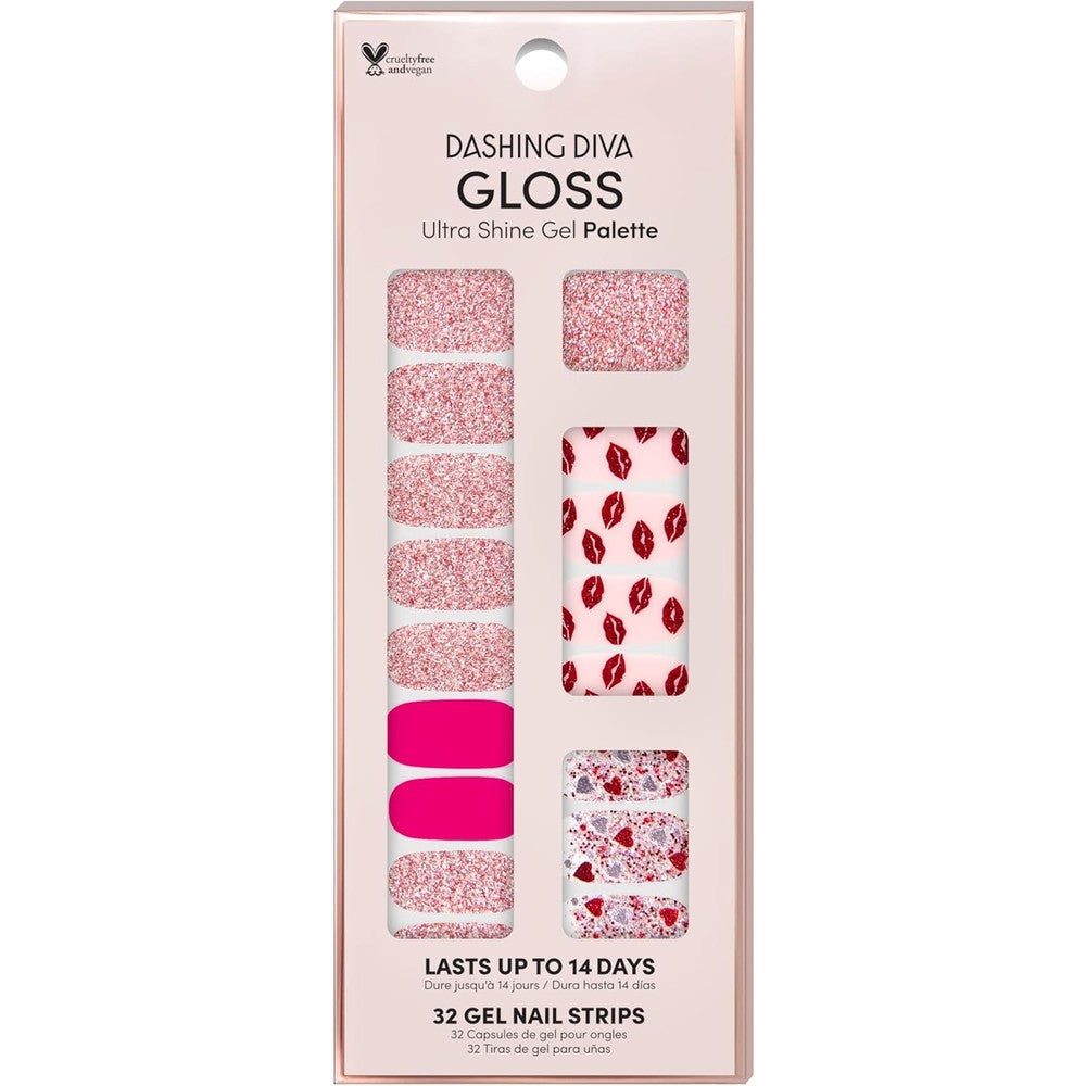 Dashing Diva Glam Kiss gel nail strips front packaging view