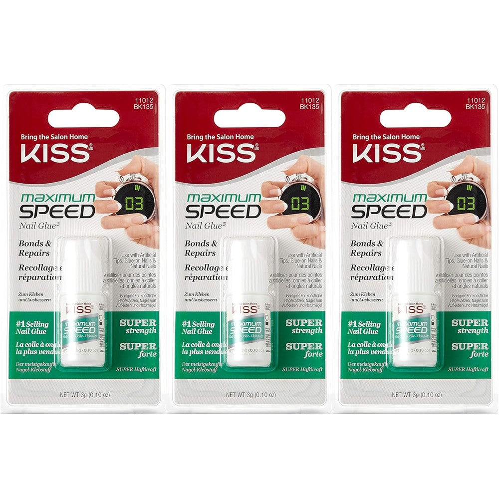 Kiss Maximum Speed Nail Glue 3 pack front view