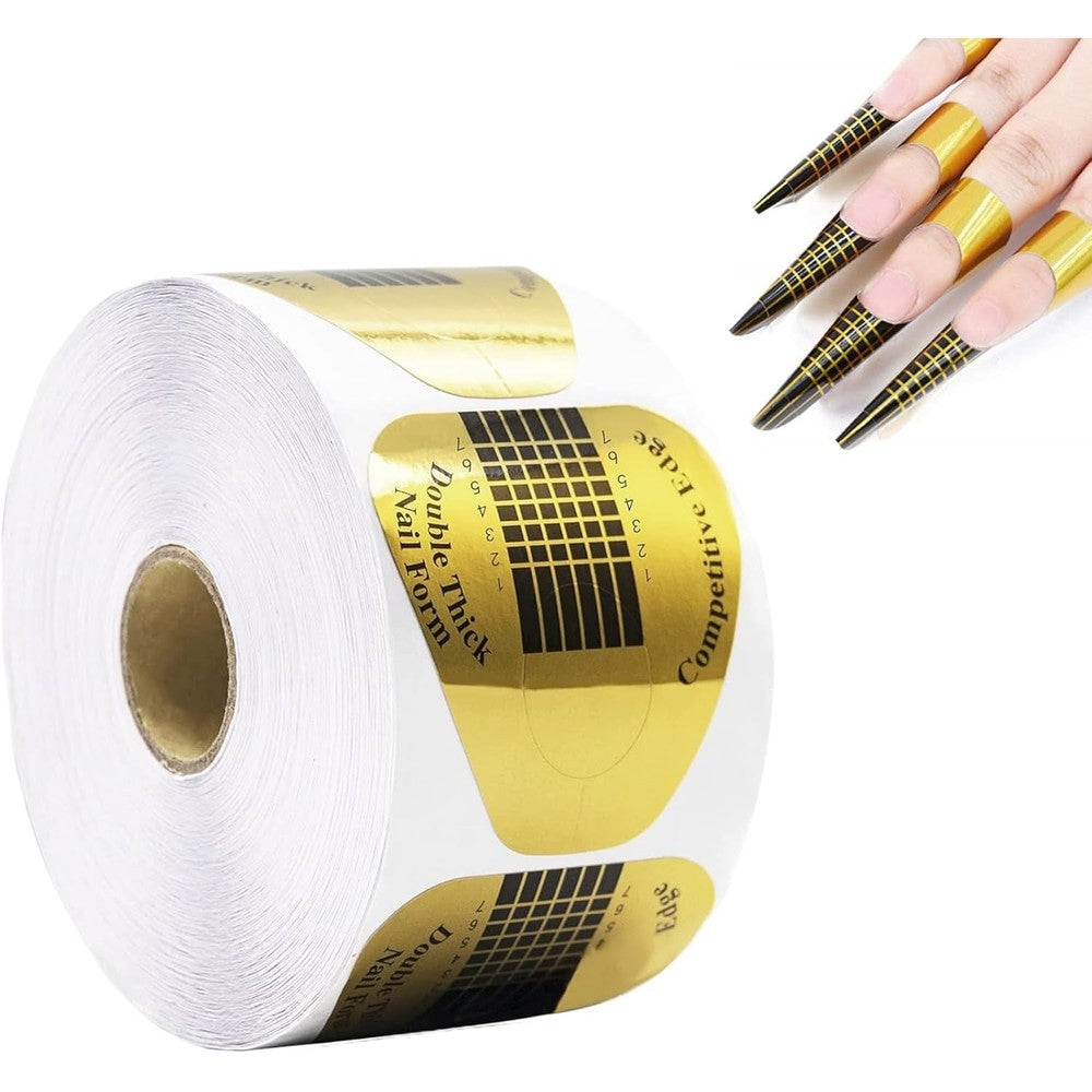 Emigel Professional gold horseshoe nail forms front view on roll