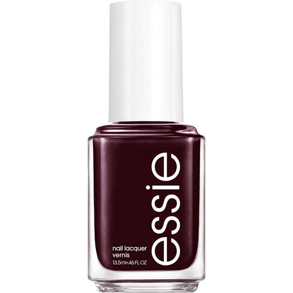 Essie Wicked nail polish bottle front view deep red shade