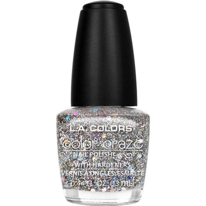 L.A. COLORS color craze nail polish glitter bomb CNP543 silver sparkle bottle
