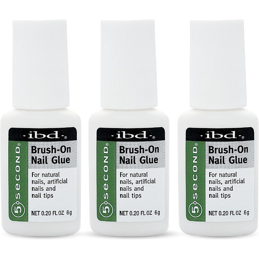 IBD 5 Second Brush On Nail Glue 3 Pack front view packaging