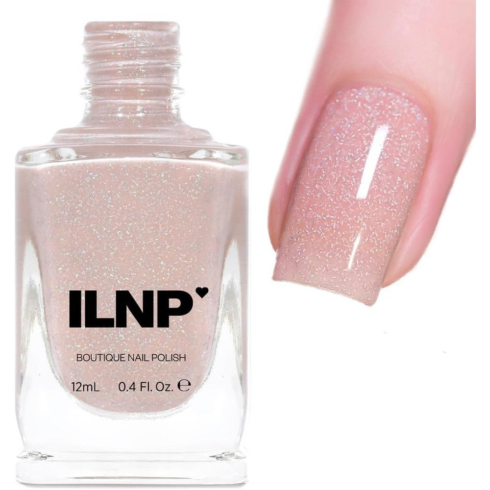ILNP Birthday Suit Cashmere Pink holographic nail polish bottle front view