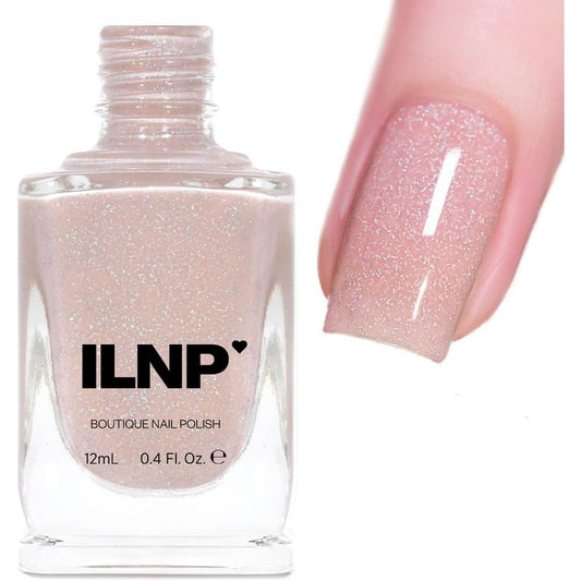 ILNP Birthday Suit Cashmere Pink holographic nail polish bottle front view