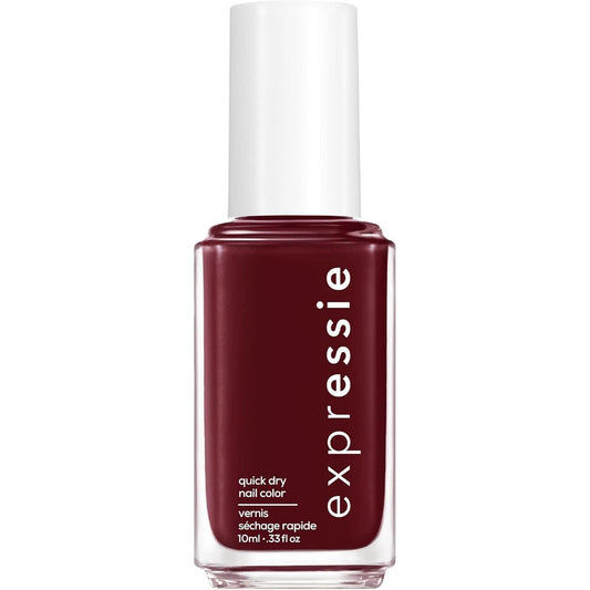 Essie Expressie Not So Low Key blackened burgundy nail polish front view