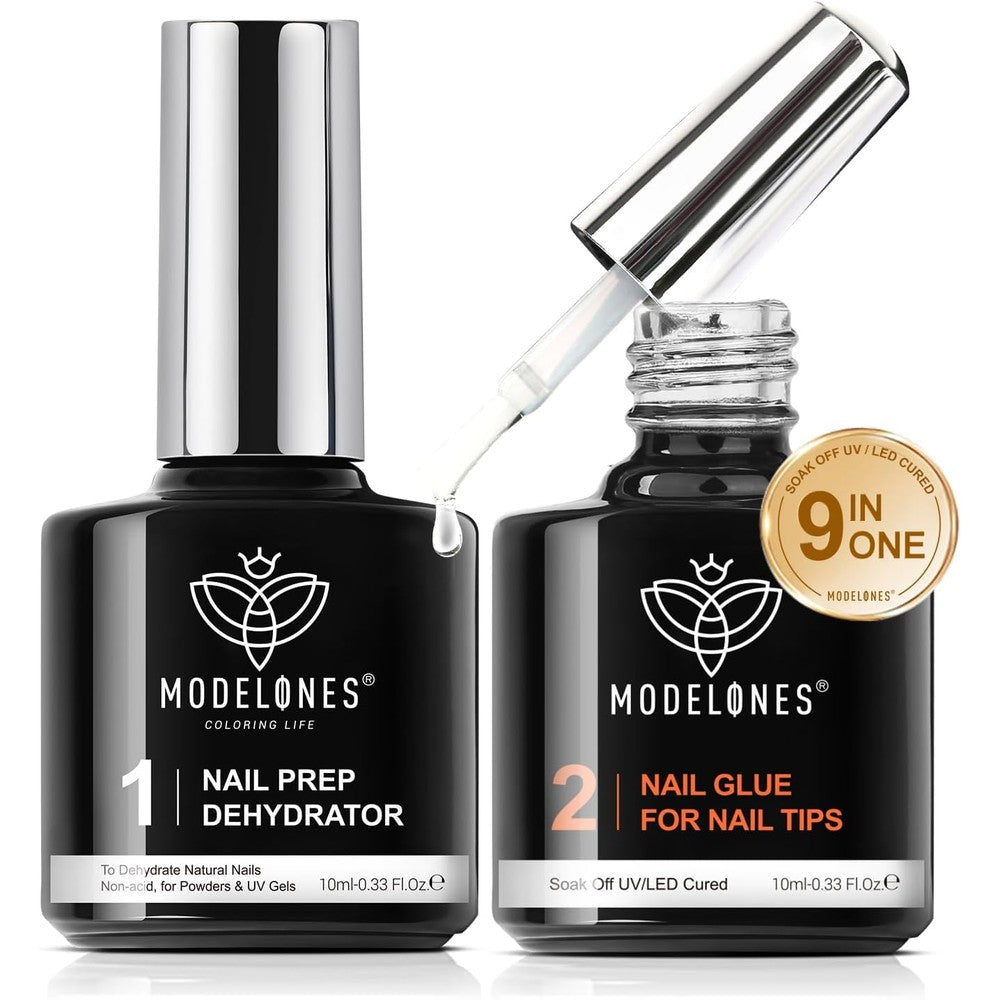 Modelones 9 in One Gel Nail Glue and Prep Dehydrator kit front packaging