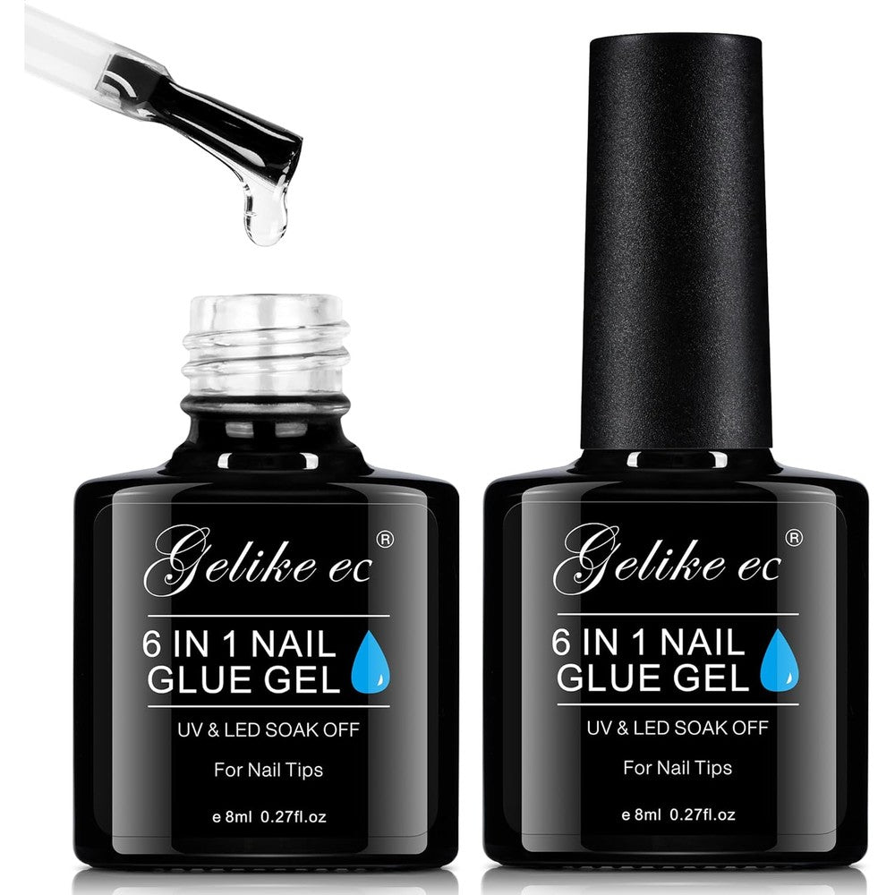 Gelike Ec 6 in 1 Nail Glue Gel two bottles front view