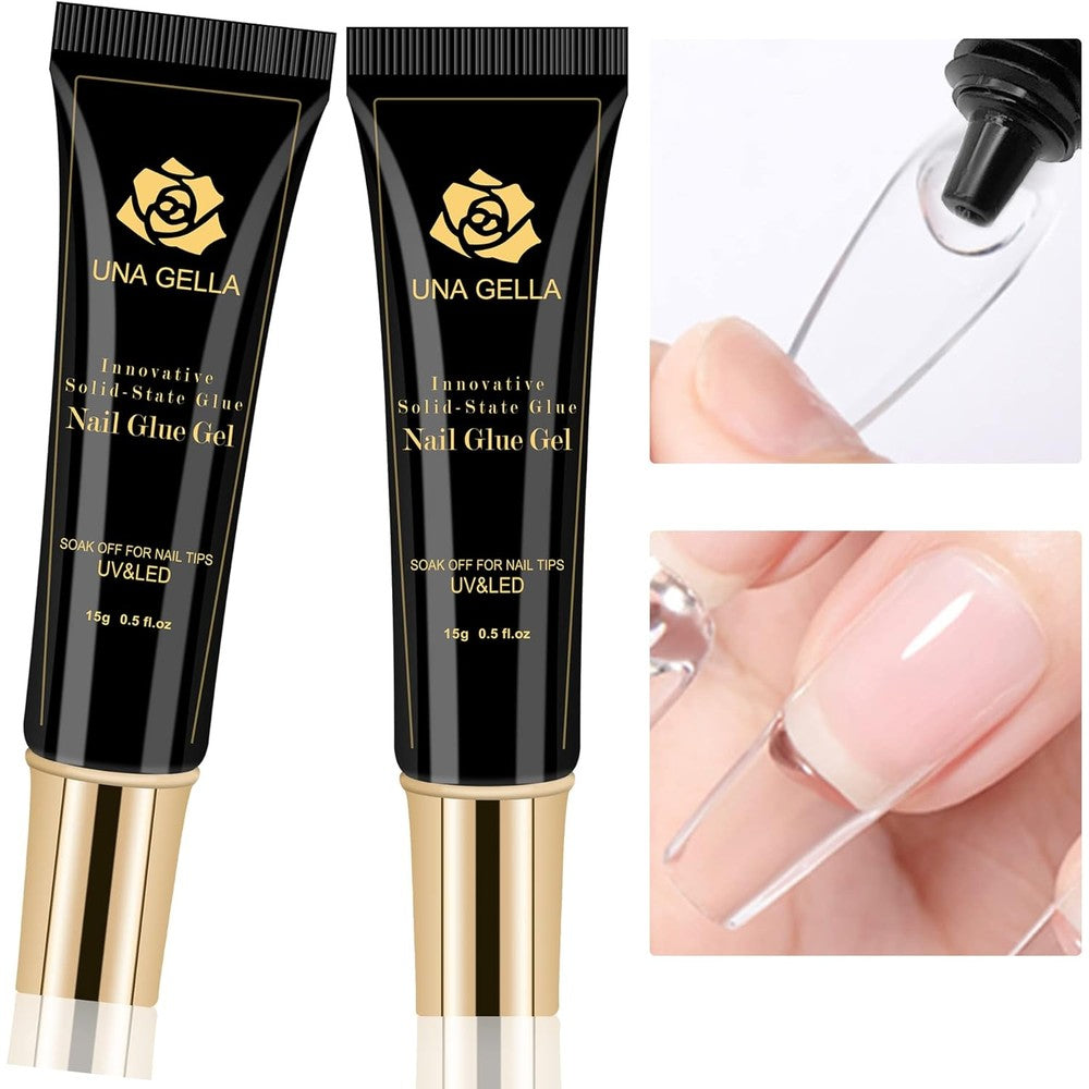 Una Gella Solid Gel Nail Glue tube front view for press on nails