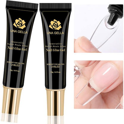 Una Gella Solid Gel Nail Glue tube front view for press on nails
